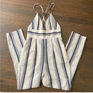 Superdown Revolve Evaline Stripe Cotton Criss-Cross Back Straps Jumpsuit